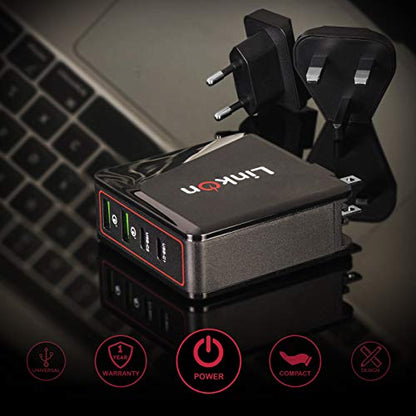 LinkOn Ganius 166W (136W Certified) Wall Charger GaN Tech 100W USB-C PD3.0 PPS and 18W USB-A QC4.0+ Compatible with MacBook Dell HP Surface Lenovo Samsung S20 Ultra Note 10+ Travel International - color: Black 166W