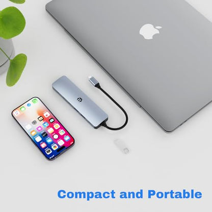 USB C Hub Multiport Adapter, 7 in 1 USB C Docking Station with HDMI, 100W PD Charger, 2 USB 3.0, USB C 3.0, SD/TF Card Reader for Chromebook Pixel, Dell XPS 13