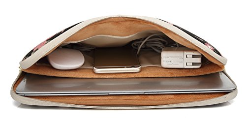 kayond Water-Resistant Canvas 14.1 Inch Laptop Sleeve-Black C Rose - color: Black C Rose, size: 14-14.1 inch