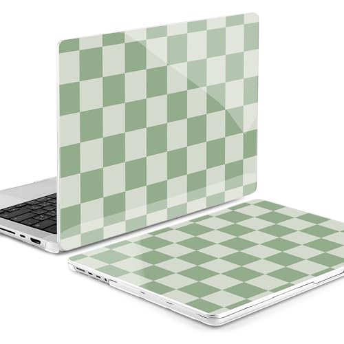MEEgoodo Compatible with MacBook Pro 14 inch Case (M5/M4/M3/M2/M1) Pro/Max 2026 2025 2024 2023 2021, Case Fit Model A3427/A3426/A3434/A3112/A3401/A3185/A2918/A2992/A2779/A2442, Green Checkered - color: Green Checkered