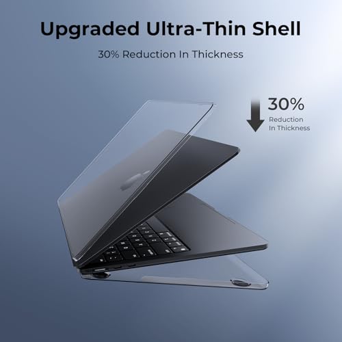 EooCoo Case for MacBook Air 15 inch M5 M4 M3 M2 2026-2023, Crystal Black | Easy to Install, Sturdy, Plastic Hard Shell Case & Keyboard Cover & Screen Protector, Model: A3448 A3241 A3114 A2941 - color: Crystal Black