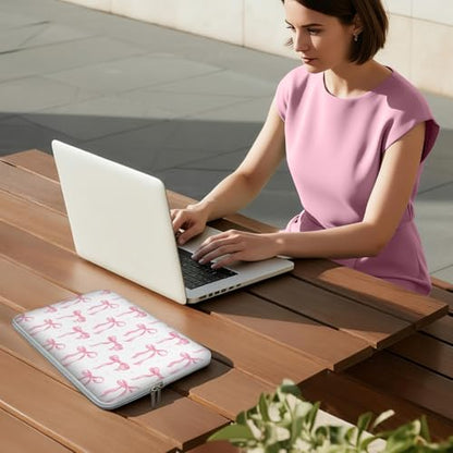 Laptop 13 inch Sleeve Case for MacBook Air 13-13.6 inch, Laptop Bag Cover for MacBook Pro 13" 14 inch, Shockproof Briefcase Travel Carrying Sleeve for 14" Chromebook HP Dell I Pink Bow - color: Pink bow