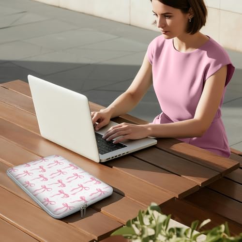Laptop 13 inch Sleeve Case for MacBook Air 13-13.6 inch, Laptop Bag Cover for MacBook Pro 13" 14 inch, Shockproof Briefcase Travel Carrying Sleeve for 14" Chromebook HP Dell I Pink Bow - color: Pink bow