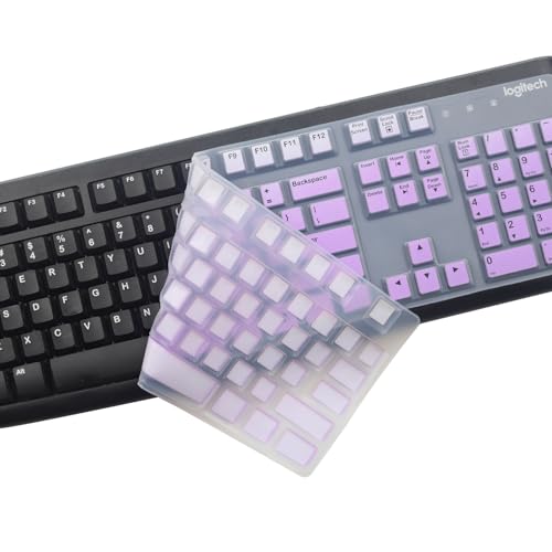 Silicone Keyboard Cover for Logitech K120 & MK120 Ergonomic Desktop USB Wired Keyboard, Logitech K120 & MK120 Keyboard Protective Skin US Layout (NOT Fit Other Model)-OmbrePurple - color: OmbrePurple