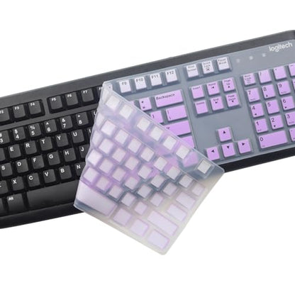 Silicone Keyboard Cover for Logitech K120 & MK120 Ergonomic Desktop USB Wired Keyboard, Logitech K120 & MK120 Keyboard Protective Skin US Layout (NOT Fit Other Model)-OmbrePurple - color: OmbrePurple