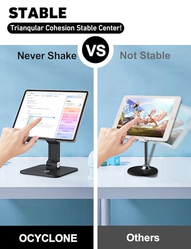 OCYCLONE iPad Stand for Desk - Adjustable Foldable Tablet Stand Holder for iPad Accessories Display Stand PC Office Accessories, Black