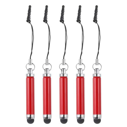 MECCANIXITY 5pcs Metallic Stylus Pen Retractable Aluminum Alloy Mini Capacitive Pens for Universal All Touch Screen Devices, Red - color: Red