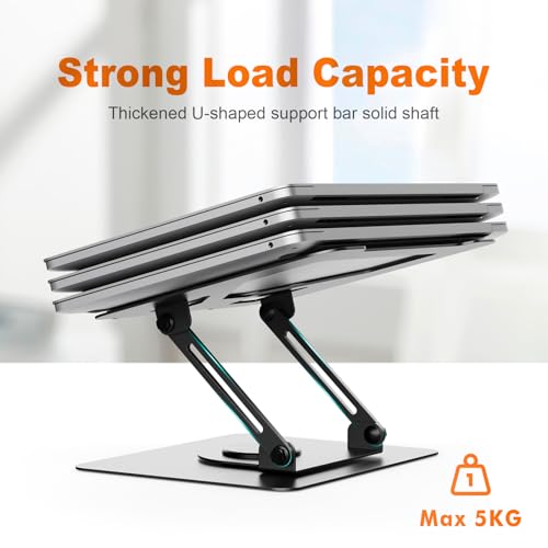 GRIFEMA Laptop Stand for Desk, 360 Swivel Adjustable Height Laptop Stand | Portable Foldable Laptop Holder, Ventilated Ergonomic Laptop Riser for MacBook Air/Pro, Dell, and 11-16" Laptops, Black - color: Black