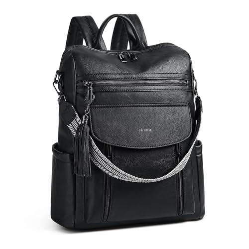 Laptop Backpack for Women 15.6 inch,Travel Leather Backpack Purse Nurse Teacher Carry on Backpack Computer Bag,Professional Water-Resistant College Business Work Casual Daypack,Two-tone Black - color: Two-tone Black