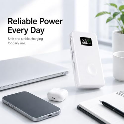 PZOZ 20000mAh Portable Charger with Apple Watch Charger, 45W PD Fast Charging Power Bank, Built-in USB-C Cable and Lightning Adapter, LED Display Portable Battery Pack for iPhone, iPad and Travel