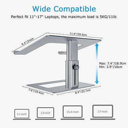 BoYata Laptop Stand, Ergonomic Aluminum Height Adjustable Computer Stand Laptop Holder for Desk, Compatible with MacBook Pro/Air, Dell, Lenovo, HP, Samsung, More Laptops 11-17" - color: Grey