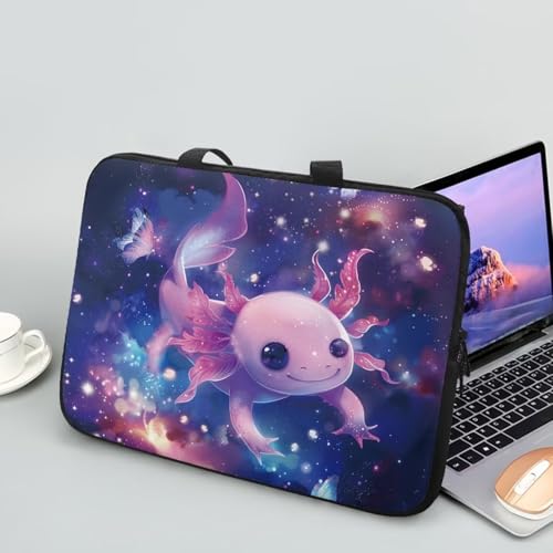 Cute Axolotl 10 Inch Laptop Handle Bag Computer Protect Case Pouch Holder Galaxy Space Notebook Sleeve Neoprene Cover Soft Carring Travel Case for Chromebook Computer Briefcase - color: Cute Axolotl Galaxy Space, size: 10 inch