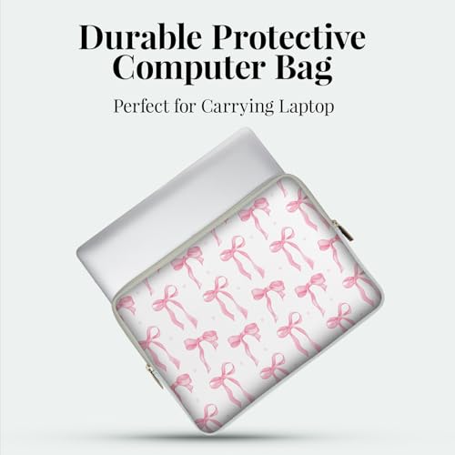 Laptop 13 inch Sleeve Case for MacBook Air 13-13.6 inch, Laptop Bag Cover for MacBook Pro 13" 14 inch, Shockproof Briefcase Travel Carrying Sleeve for 14" Chromebook HP Dell I Pink Bow - color: Pink bow
