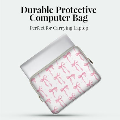 Laptop 13 inch Sleeve Case for MacBook Air 13-13.6 inch, Laptop Bag Cover for MacBook Pro 13" 14 inch, Shockproof Briefcase Travel Carrying Sleeve for 14" Chromebook HP Dell I Pink Bow - color: Pink bow