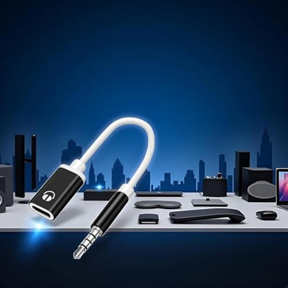 3.5mm Male to USB C Female Audio Adapter, Only Analog Audio Aux Jack Cable for Smartphone Laptop Tablet MP3 （Black）