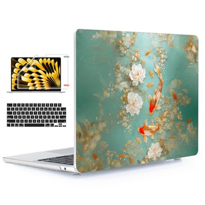 YSCLBAHUK for MacBook Air 15 inch Case 2026-2023 Release M5 A3448 M4 A3241 M3 A3114 M2 A2941 Liquid Retina Display, Hard Shell Case with Keyboard Cover+Screen Film+Trackpad Film, Goldfish - color: Goldfish