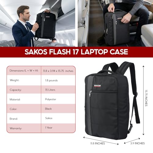 SAKOS Flash 3 in 1 Laptop Bag, 15.6 Inch Convertible Messenger, Shoulder Bag & Backpack, Water RepellentTravel Bag, Professional Work Bag for Men & Women, Briefcase with Laptop Compartment - Black - color: 2. Flash - Black/Grey