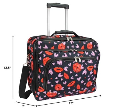 World Traveler Rolling 17-Inch Laptop Briefcase Computer Case - Lips and Hearts - color: Lips and Hearts