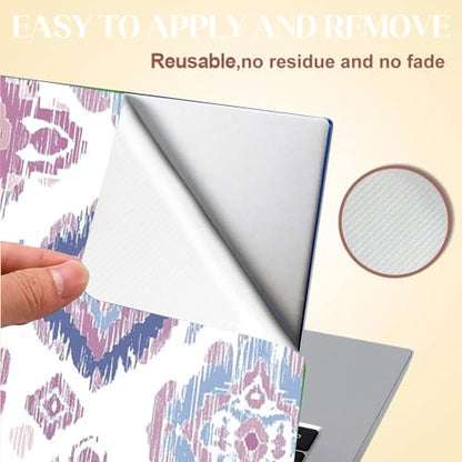 SUPERDANT Laptop Skin Stickers Laptops Cover Decals Notebook PC Computer Art Protector Universal Reusable Waterproof Vinyl Art Decal Fits 12-15.6 inch Pink Watercolor Style Tribal Pattern Purple White - color: Purple+white