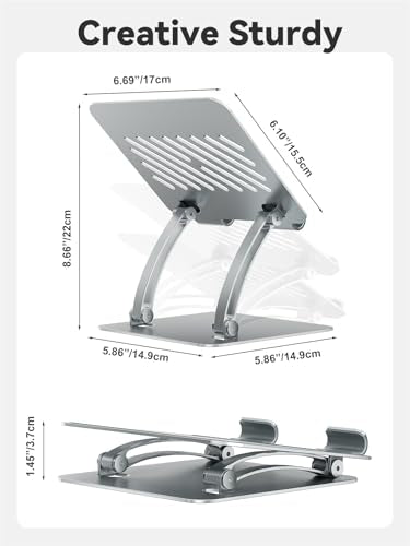 tounee Tablet Holder Stand, Dual Rod Adjustable Aluminum Desktop Stand, Compatible with 4.7-16.9" iPads, Surface Tablets, Portable Monitors, Kindle & More (Silver) - color: Silver