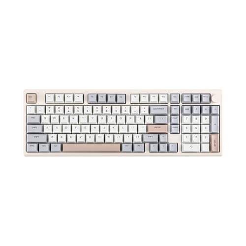 EPOMAKER Galaxy100 QMK/VIA Wireless Gaming Keyboard, Aluminum Shell, BT/2.4Ghz/USB-C, Pre-Lubed Hot-Swappable Linear Switches, NKRO, RGB Backlit (Creamy White, Marble White Switch) - color: Creamy White, size: Marble White Switch