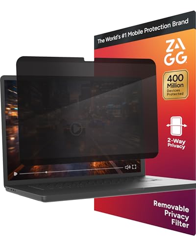 ZAGG Privacy Filter for MacBook Air 15" (M5)/ (M4) - Removable Magnetic 4-Way Privacy Screen Filter, Anti-Glare Matte Finish, Fingerprint Resistant, Reusable Design & Protective Sleeve - size: MacBook Air 15" (M5)/(M4)