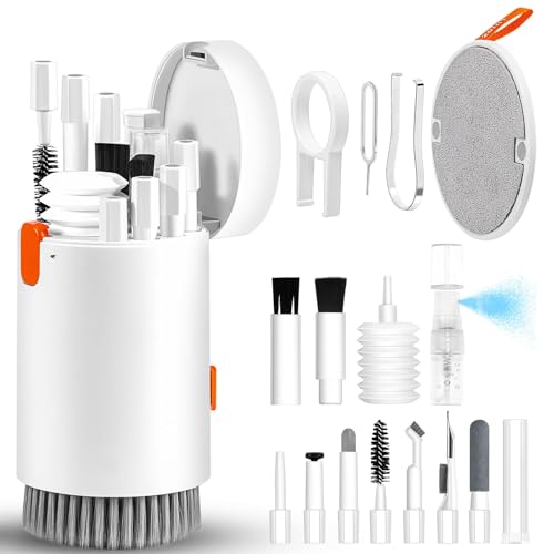 20-in-1 Laptop Phone Screen Earbud Cleaning Kit, Keyboard Cleaner Kit, Keyboard Cleaning Kit with Electronic Cleaning Brush Spray for Airpods Pro, iPad, iPhone Pro, Camera, Computer Cleaning - color: WHITE