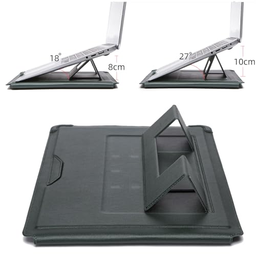 13 Inch Multifunctional Laptop Sleeve Case with Stand Soft Slim Cover for MacBook Pro/Air/ThinkPad X1/Dell XPS/Lenovo Yoga/HP Pavilion/ASUS Zenbook/LG gram/Chromebook 12.5" 13.3" Screen - color: Dark Green, size: 13-13.3 Inch