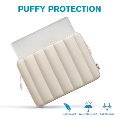 TECOOL Puffy Laptop Case 16 inch,Laptop Sleeve 16 inch for 16 inch Notebook MacBook Pro 16" Lenovo Thinkpad HP Acer Asus Dell Chromebook,Protective Waterproof 16 Inch Sleeve with Small Case,Beige | Puffy Laptop Bag 16 for MacBook Pro 16 M5-M1 2026.16 Inch