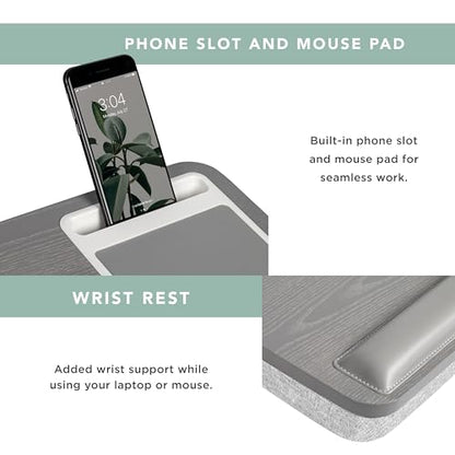 ROSSIE Home Premium Ash Wood Lap Desk – Gray, Fits 15.6” Laptops - color: Harbor Grey