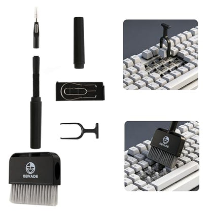 Keyboard Cleaner & Laptop Cleaning Kit - 9-in-1 Electronics Cleaning Brush Set with Keycap Puller, Screen Cleaner, Earbud Cleaner Pen for Computer, PC Monitor, MacBook, Phone, Airpods (Black) - color: Black