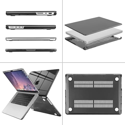 MOSISO Compatible with MacBook Pro 16 inch Case M5 M4 M3 M2 M1 2026-2021 | A3429 A3428 A3403 A3186 A2991 A2780 A2485, Protective Hard Shell Case&Keyboard Cover&Screen Film&Pouch, Crystal Black - color: Crystal Black