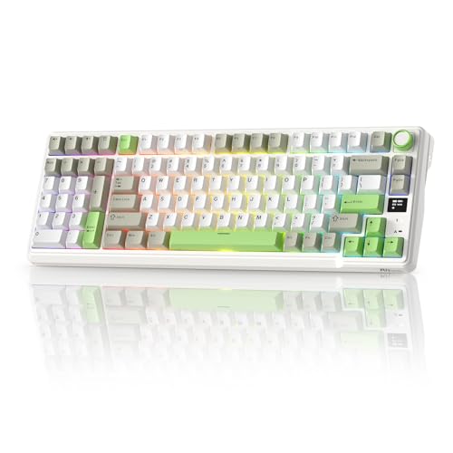 RK ROYAL KLUDGE L98 Wireless Mechanical Keyboard w/Southpaw Numpad | Left-Handed Gasket Gaming Keyboard with Knob, Tri-Mode 95% Hot Swappable Keyboard BT/2.4G/USB-C, Massive 8000mAh Battery - color: Lemon Green, size: Tactile Beige Switch