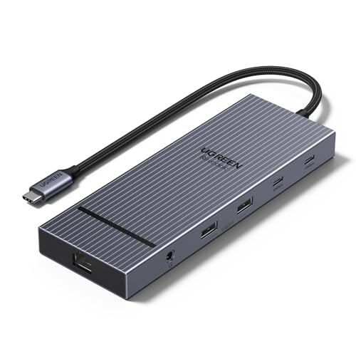 UGREEN 12-in-1 USB C Docking Station, Triple 4K, 2HDMI+DP, Revodok Pro 3121 | 2x10Gbps USB C, 2xUSB-A 2.0, 100W PD, SD/TF 3.0, 1000Mbps Ethernet, 3.5mm Audio, Revodok Pro USB-C Hub Multiple Adapter