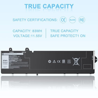 RCVVT Laptop Battery Compatible with Dell Precision 7770 7670 7780 7680 Mobile Workstation Notebook Series X9FTM 05JMD8 5JMD8 0965V4 965V4 X26RT 0X26RT P114F P114F001 P114F002 P115F 11.55V 83Wh - size: RCVVT