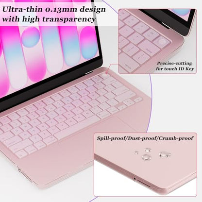 ProElife 3-in-1 for MacBook Neo, Clear Hard Shell, Sleeve & Keyboard Cover | Pink Laptop Case, Clear Keyboard Skin, Heat Dissipation, Precision Fit, Water-Resistant & Reusable, Complete Accessory Kit - color: Clear+Pink