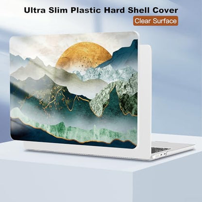 CISSOOK Compatible with MacBook Air 13 inch Case 2026 2025 2024 2023 2022 | A3449 A3240 A3113 A2681, 5in1 Set Hard Shell Case Keyboard Cover for MacBook Air 13.6 inch M2 M3 M4 M5, Mountain - color: Air13.6inch-Golden Mountains by sunset