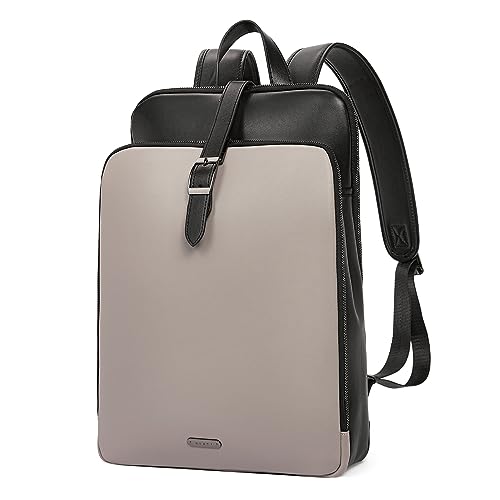 CLUCI Leather Backpack for Women, 15.6 inch Laptop Bag, Large Genuine Work Backpack Travel Back - color: 0-6 Grey With Black