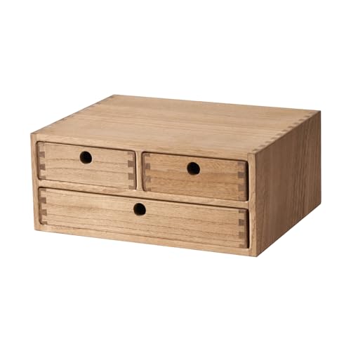 KIRIGEN Wood Desk Organizer with 3 Drawers, Desktop Storage Brown 23-DBR | Wooden Desktop Drawer Hold A4 Papers, Stationery, Jewelry, and Makeup, Fully Assembled for Home Office - color: Dark brown, size: 2-layer &3 drawers