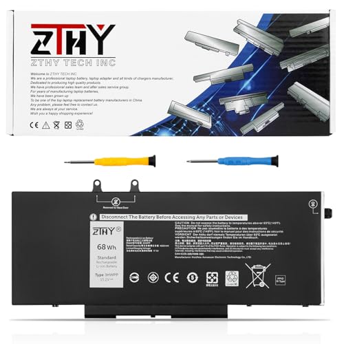 3HWPP Battery Replacement for Dell Latitude 5401 5410 5411 5501 5510 5511 | Precision 3541 3550 3551 Inspiron 7706 2-in-1 Inspiron 17 7500 7506 2-in-1 Black Laptop 03HWPP 451-BCMN 15.2V 68Wh 4Cell ZTHY - size: 9.45*6.30*0.28 inch 3HWPP