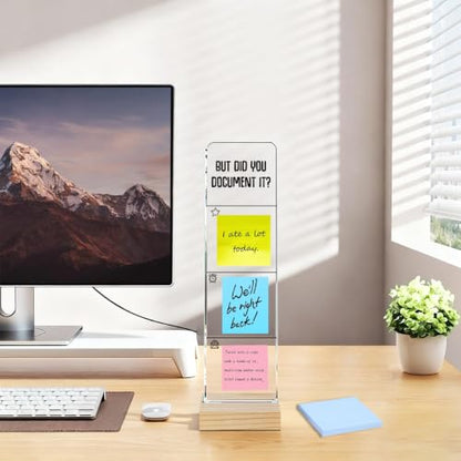 Monitor Memo Board with Removable Wooden Base Acrylic Portable Sticky Note Holder, But Did You Document it? Logo Office Desk Desk Set Sticky Notes 100 Sheets - color: Did You