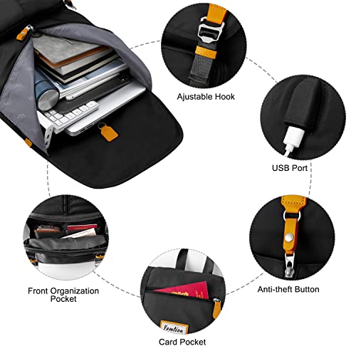 YAMTION 17" Laptop Backpack College Bookbag High School Backpack for Girls & Boys Teenagers,Backpack Business Laptop Knapsack with USB Charging Port for Women & Men - color: Black