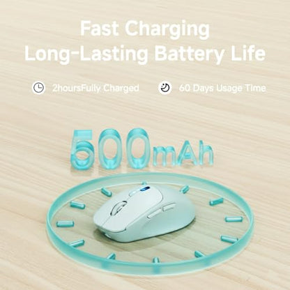SEUNKWANG Dual-Mode Wireless Mouse with Visible Battery Indicator, Silent Rechargeable Bluetooth & 2.4G Computer Mouse, 1600 DPI, One-Click Desktop Privacy Key, Portable Mice for Laptop/PC/Mac - Blue - color: Blue
