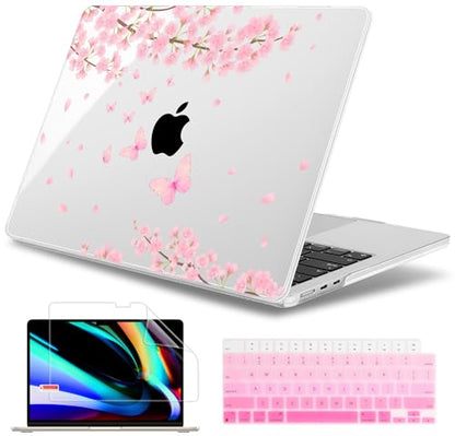 May Chen for MacBook Air 15 inch Case M5 M4 M3 M2 2026 2024-2023, Model A3448 A3241 A3114 A2941, Closes Seamlessly Hard Shell Laptop Cover with Keyboard Cover, Cherry Blossom - color: Cherry blossom
