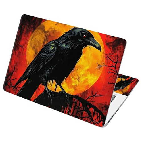 Universal Laptop Skin Sticker with 2 Wrist Pad Decals, 3-Piece Removable Vinyl Laptop Cover, Dark Crow Waterproof Anti-Scratch, Easy-Trim Fit for 13.3" 14" 15.6" Laptops - color: Dark Crow