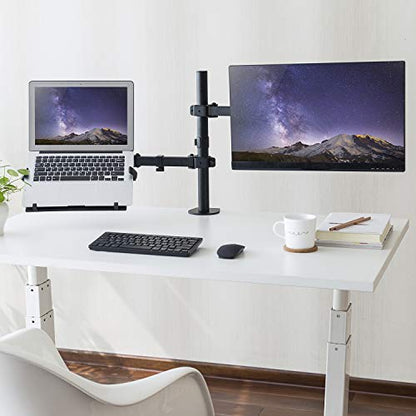 HumanCentric Laptop VESA Mount Tray for Monitor Arms and Stands, Fits 75x75 and 100x100 mm VESA Mount Holes, Fully Secures Laptop with Adjustable Clamps 9.5" to 16.5” Width, Rubber Pads