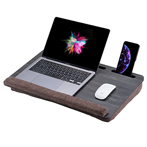 Vigo Wood Portable Laptop Desk – Lapdesk with Cushion, Laptop Stand for Bed, Lap Desk for Laptop and Lap Desk for Bed, Portable Desk for Lap top, Notebook Bed Tray (Black & Brown) - color: Cambridge