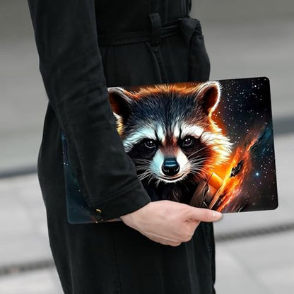 Laptop Skin Sticker Decal 12" 13" 13.3" 14" 15" 15.6",Waterproof Scratch Resistant Vinyl,Reusable Easy to Apply,for MacBook HP Dell Notebooks Netbooks Laptop,2 Wrist Pads,Cute Raccoon - color: Cute Raccoon