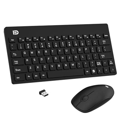 MangoEra Compact Wireless Keyboard & Mouse Combo, Quiet Office Set | Mini Cordless Computer Keyboard and Mouse Set with Quiet Silent Click. Small Travel USB Desktop Combo for PC and Mac