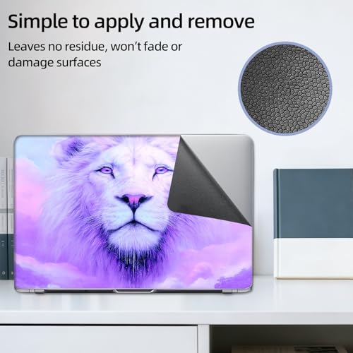 Aesthetic Laptop Skin Sticker, Purple - Hued White Lion Waterproof Vinyl Laptop Decal, Removable Bubble Free, Reusable Protective Cover for 13 14 15 15.6 Inch - color: Purple - Hued White Lion